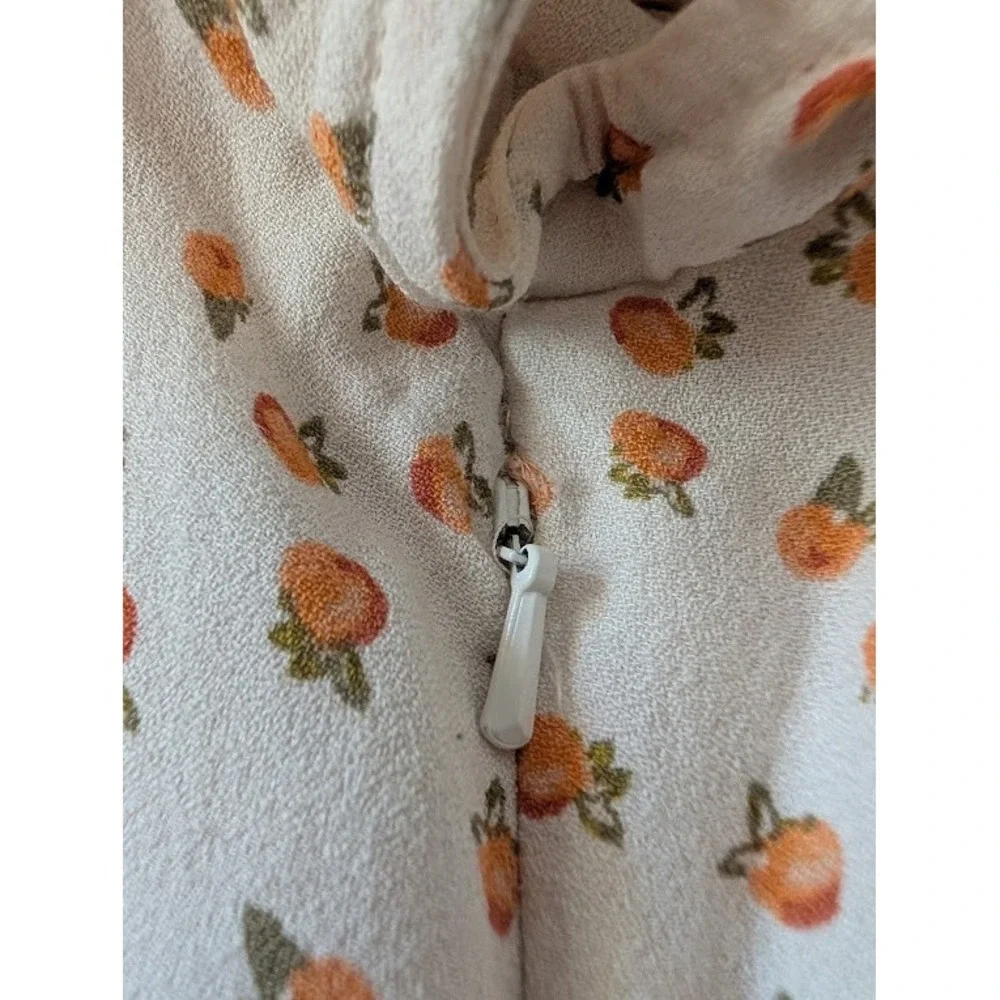 Free People Mia V-Neck Wide Leg Cream Jumpsuit with Peach Print Size 10 - Picture 9 of 11